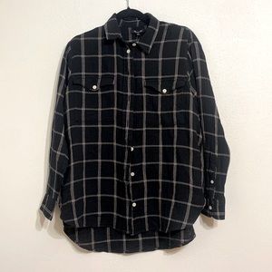 Madewell Lightspun Flap-Pocket Oversized Ex-Boyfriend Shirt in Windowpane